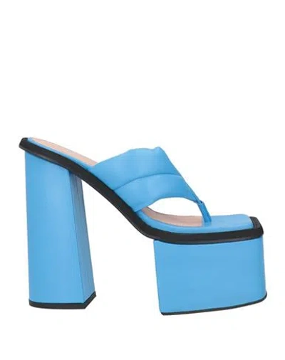 Andreädamo Andreādamo Woman Thong Sandal Azure Size 8 Leather In Blue