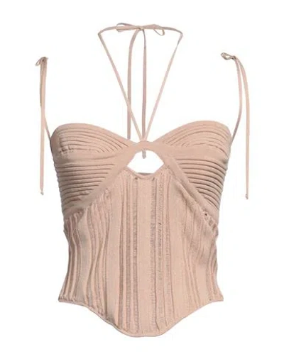 Andreädamo Andreādamo Woman Top Beige Size Xs Viscose, Polyester, Polyamide, Elastane