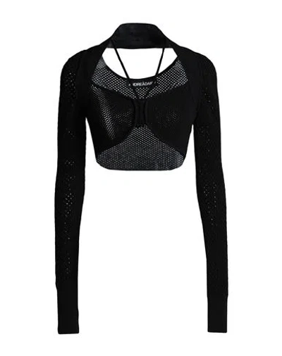 Andreädamo Andreādamo Woman Top Black Size L Viscose, Polyester, Polyamide, Elastane
