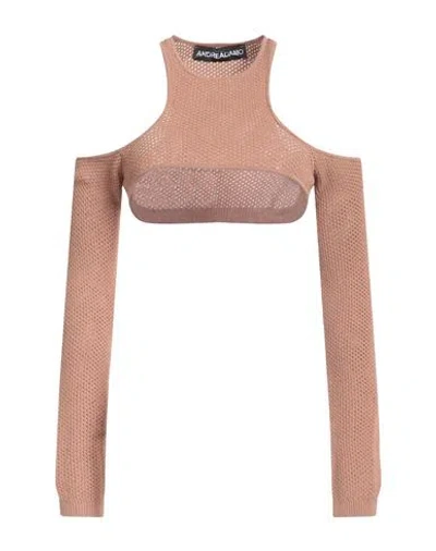 Andreädamo Andreādamo Woman Top Blush Size M Viscose, Polyester, Polyamide, Elastane In Pink