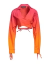Andreädamo Andreādamo Woman Top Coral Size M Cotton, Viscose, Polyester, Polyamide, Elastane In Red