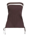 Andreädamo Andreādamo Woman Top Dark Brown Size M Viscose, Polyester, Polyamide, Elastane In Brown
