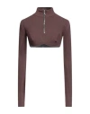 Andreädamo Andreādamo Woman Top Dark Brown Size Xs Viscose, Polyester, Polyamide, Elastane In Brown