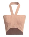 Andreädamo Andreādamo Woman Top Light Brown Size L Viscose, Polyester, Polyamide, Elastane In Beige