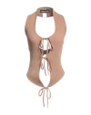 Andreädamo Andreādamo Woman Top Light Brown Size M Viscose, Polyester, Polyamide, Elastane In Beige