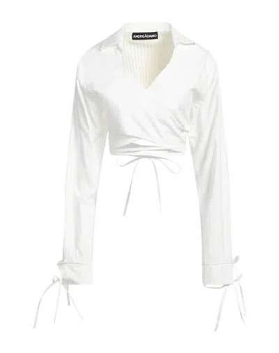 ANDREÄDAMO ANDREĀDAMO WOMAN TOP WHITE SIZE M COTTON, VISCOSE, POLYESTER, POLYAMIDE, ELASTANE