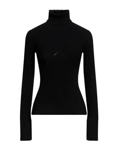 Andreädamo Andreādamo Woman Turtleneck Black Size L Viscose, Polyester, Polyamide, Elastane