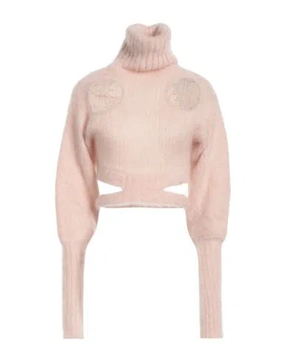 Andreädamo Andreādamo Woman Turtleneck Blush Size M Mohair Wool, Polyamide, Wool In Pink