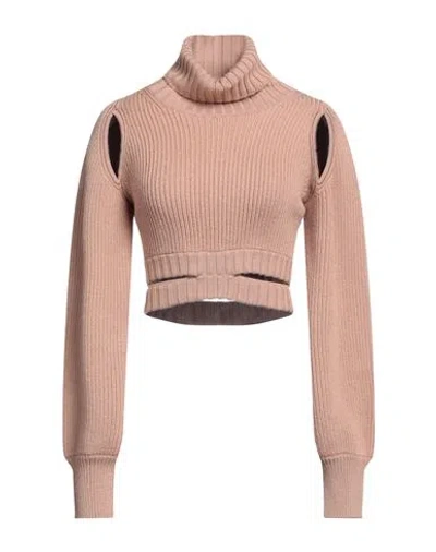 Andreädamo Andreādamo Woman Turtleneck Camel Size L Wool, Acrylic, Polyamide, Elastane In Beige