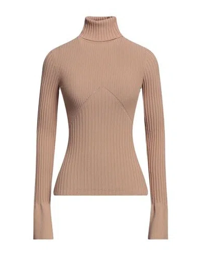 Andreädamo Andreādamo Woman Turtleneck Camel Size M Viscose, Polyester, Polyamide, Elastane In Beige