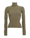 Andreädamo Andreādamo Woman Turtleneck Military Green Size L Viscose, Polyester, Polyamide, Elastane In Green