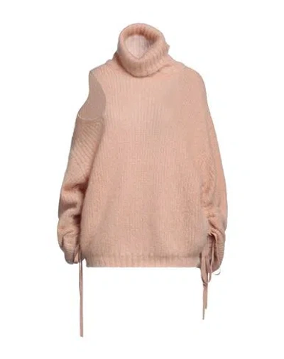Andreädamo Andreādamo Woman Turtleneck Sand Size Xs Mohair Wool, Polyamide, Wool In Beige