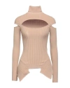 Andreädamo Andreādamo Woman Turtleneck Sand Size Xs Viscose, Polyethylene, Polyamide, Elastane In Beige