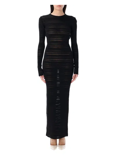 ANDREÄDAMO WOMEN'S STRIPED SHEER KNIT LONG DRESS