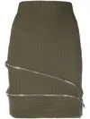 Andreädamo Zip-detail Ribbed Skirt In Green