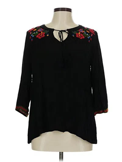Pre-owned Andree By Unit 3/4 Sleeve Blouse In Black