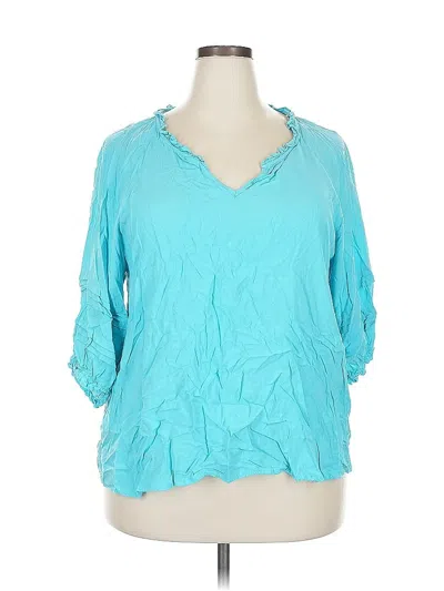 Pre-owned Andree By Unit 3/4 Sleeve Blouse In Blue