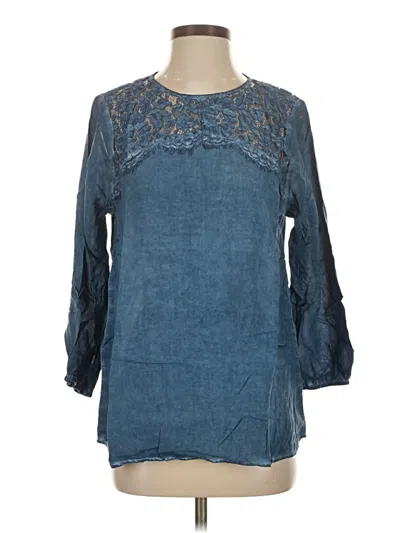Pre-owned Andree By Unit 3/4 Sleeve Blouse In Blue