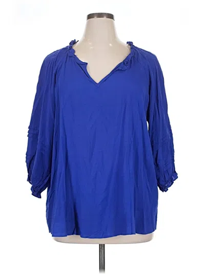 Pre-owned Andree By Unit 3/4 Sleeve Blouse In Blue