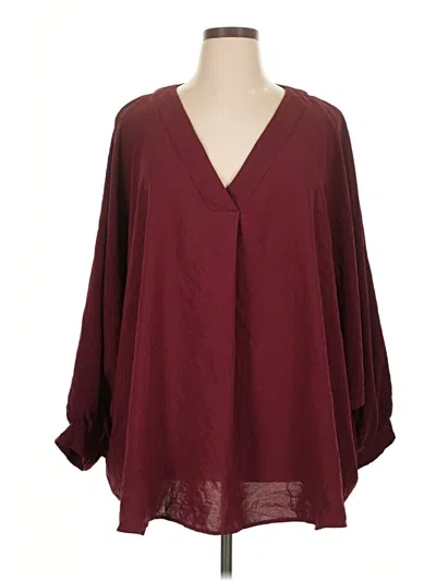Pre-owned Andree By Unit 3/4 Sleeve Blouse In Burgundy