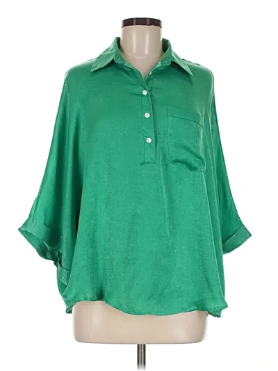 Pre-owned Andree By Unit 3/4 Sleeve Blouse In Green