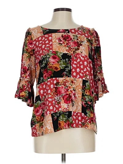 Pre-owned Andree By Unit 3/4 Sleeve Blouse In Red