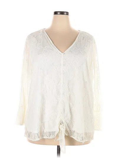 Pre-owned Andree By Unit 3/4 Sleeve Blouse In White