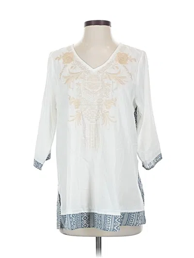 Pre-owned Andree By Unit 3/4 Sleeve Blouse In White