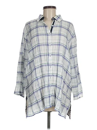 Pre-owned Andree By Unit 3/4 Sleeve Button Down Shirt In Blue