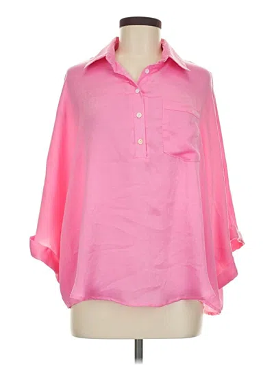 Pre-owned Andree By Unit 3/4 Sleeve Button Down Shirt In Pink
