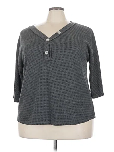 Pre-owned Andree By Unit 3/4 Sleeve Top Gray V-neck Tops