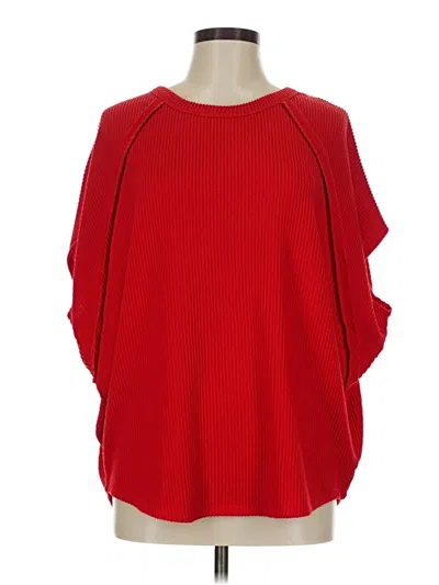 Pre-owned Andree By Unit 3/4 Sleeve Top Red Cold Shoulder Neckline Tops