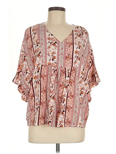 Pre-owned Andree By Unit 3/4 Sleeve T-shirt In Brown