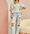 Andree By Unit Anticipating More Smocked Blouse In Light Denim In Blue