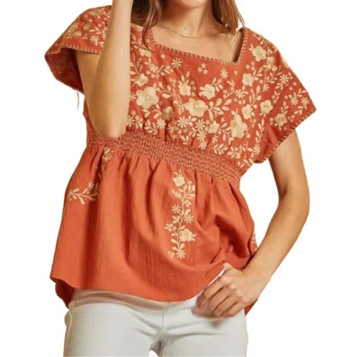 Andree By Unit Babydoll Floral Top In Orange
