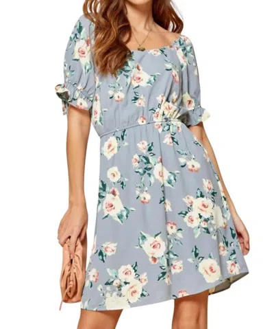 Andree By Unit Beauty From Ashes Floral Dress In Dusty Blue In Multi