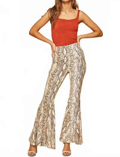 Andree By Unit Bell Bottom Pants In Snake Print In Neutral