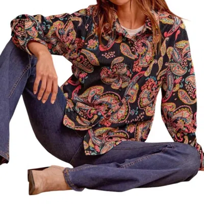 Andree By Unit Beyond Obsessed Paisley Shacket In Black Multi