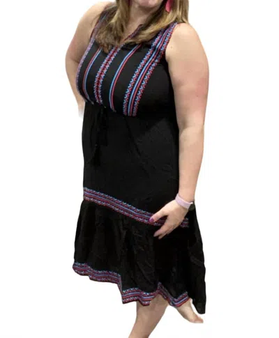 Andree By Unit Boho Embroidered Dress In Black