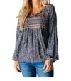 Andree By Unit Boho Tunic Long Sleeve In Black In Black
