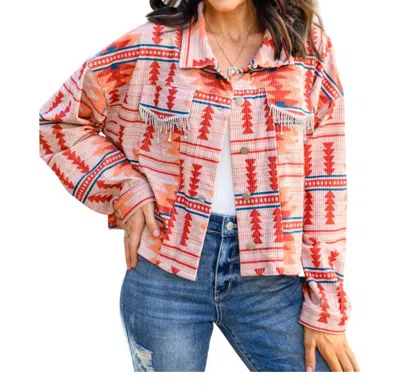 Andree By Unit Breaking Free Jacket In Western Print In Pink