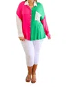 ANDREE BY UNIT CAPTURE THE DAY TWO TONED BUTTON UP IN KELLY