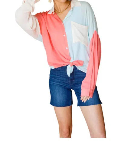 Andree By Unit Capture The Day Two Toned Shirt In Pink And Blue In Multi