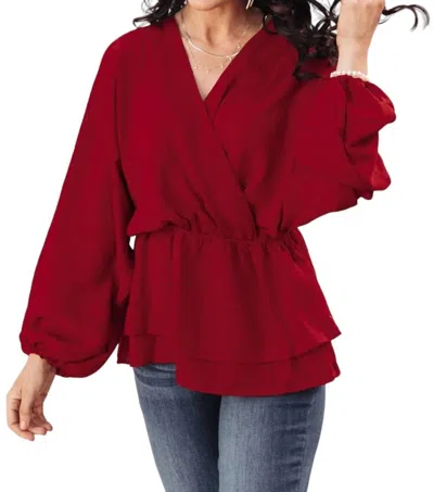 Andree By Unit Catch Me There Blouse In Burgundy In Red