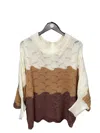 ANDREE BY UNIT COLORBLOCK STRIPE SWEATER IN TAUPE/MOCHA