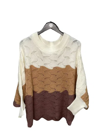 Andree By Unit Colorblock Stripe Sweater In Taupe/mocha In Brown