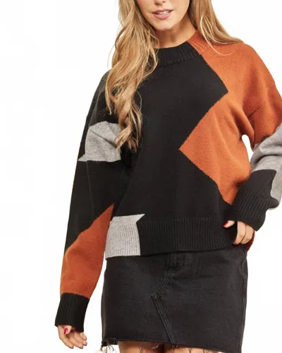Andree By Unit Colorblock Sweater - Plus In Black Mocha In Multi