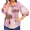 ANDREE BY UNIT COLORBLOCK TIE BACK BLOUSE IN PINK