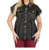 Andree By Unit Cool And Carefree Denim Shirt In Black In Grey