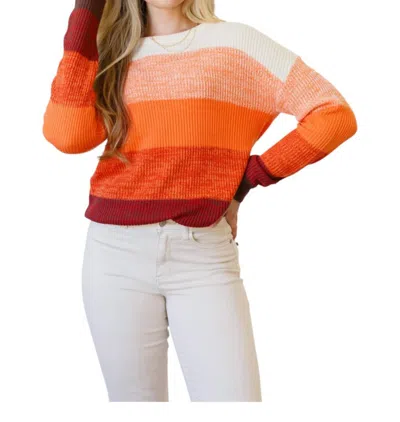 Andree By Unit Cozy Sunset Color Block Sweater In Orange Multi